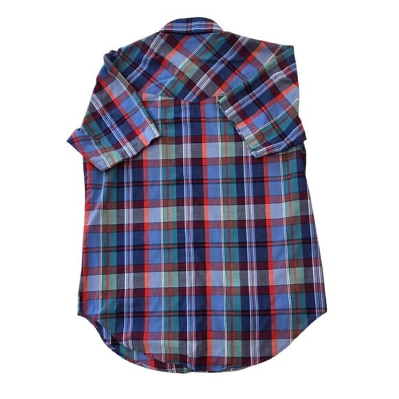 Vintage Plainsman Plaid Pearl Snap Short Sleeve Shirt Extra Long Mens L 16-16.5 - Picture 5 of 5